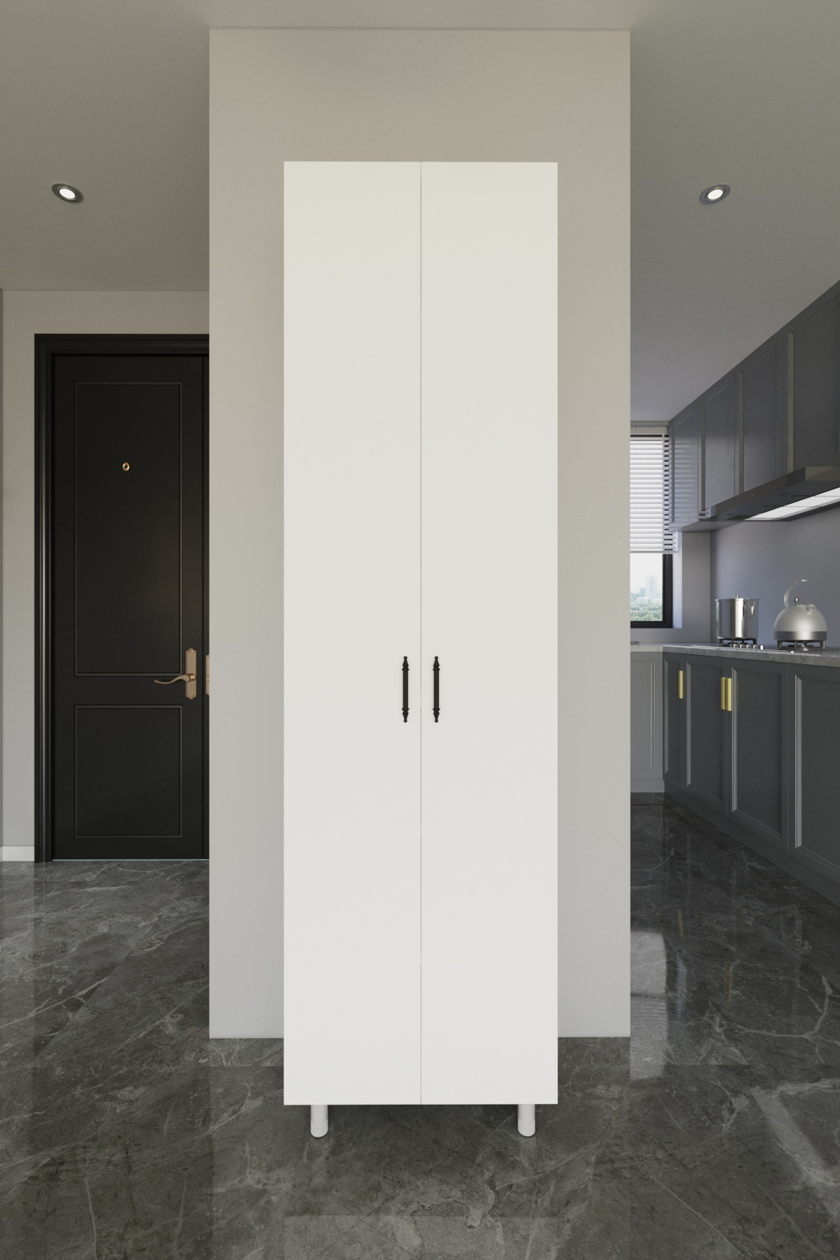 Titan 8 Raflı 2 Kapaklı Çok Amaçlı Dolap Mutfak Banyo Kiler Erzak