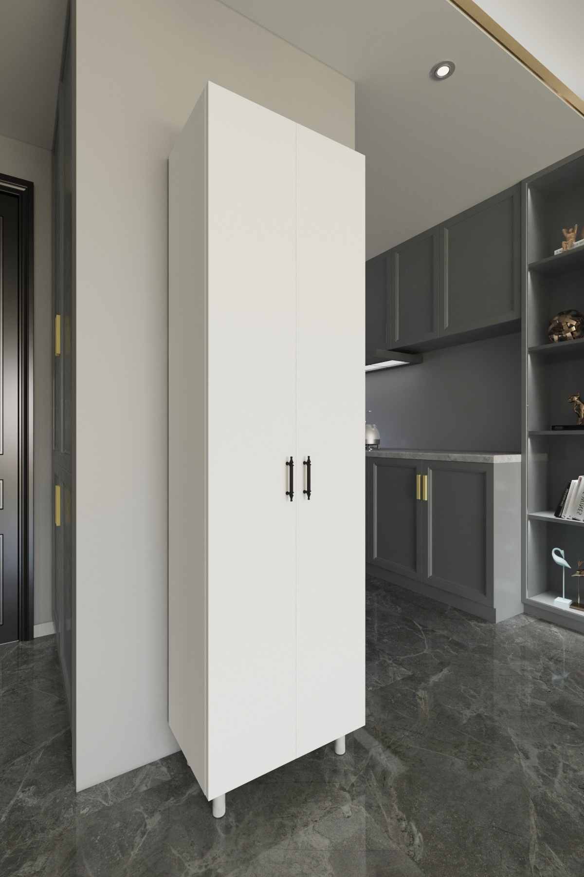 Titan 8 Raflı 2 Kapaklı Çok Amaçlı Dolap Mutfak Banyo Kiler Erzak