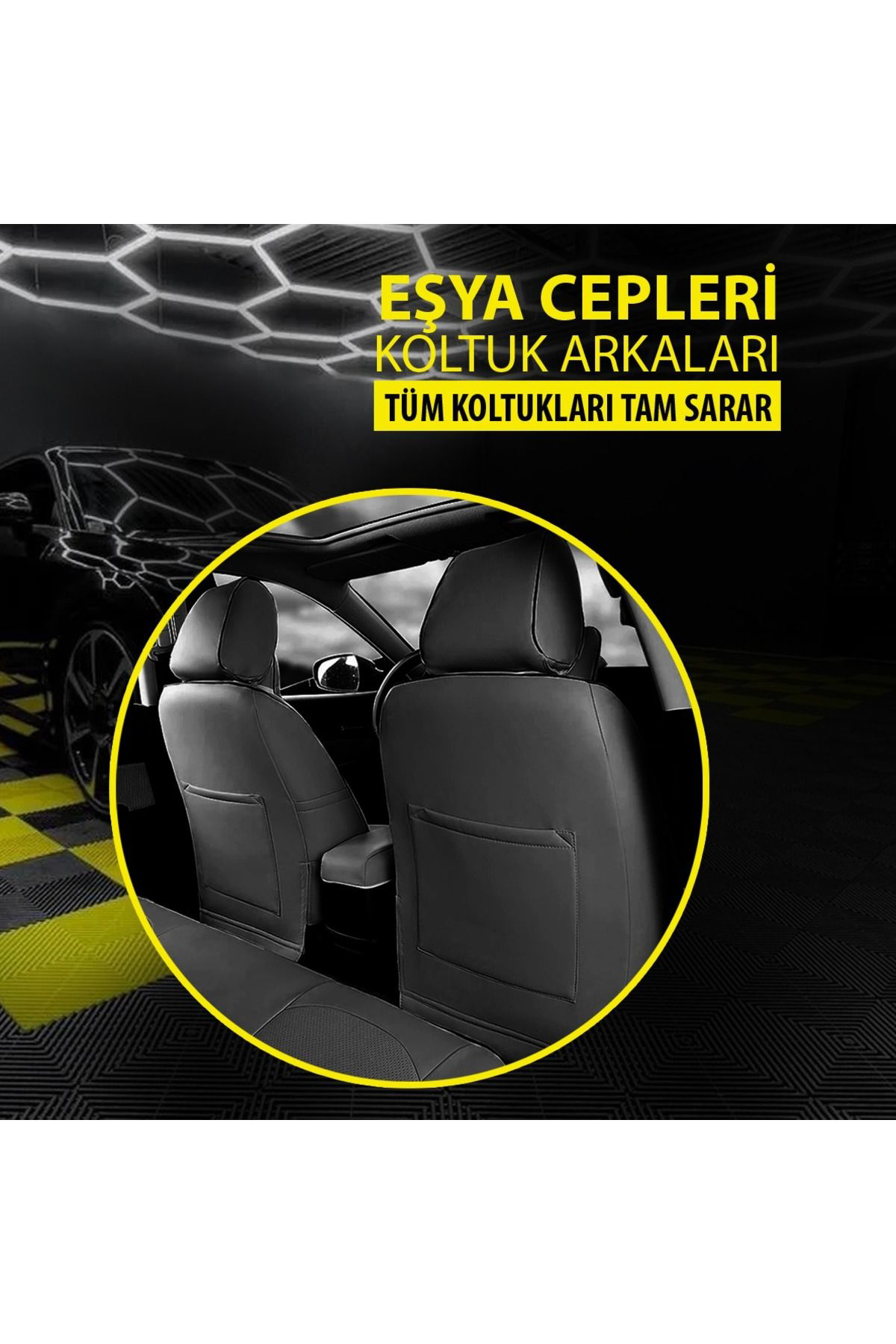 Titan Serisi Carbon Deri Detaylı Taytüyü Oto Koltuk Kılıfı Ön Ark