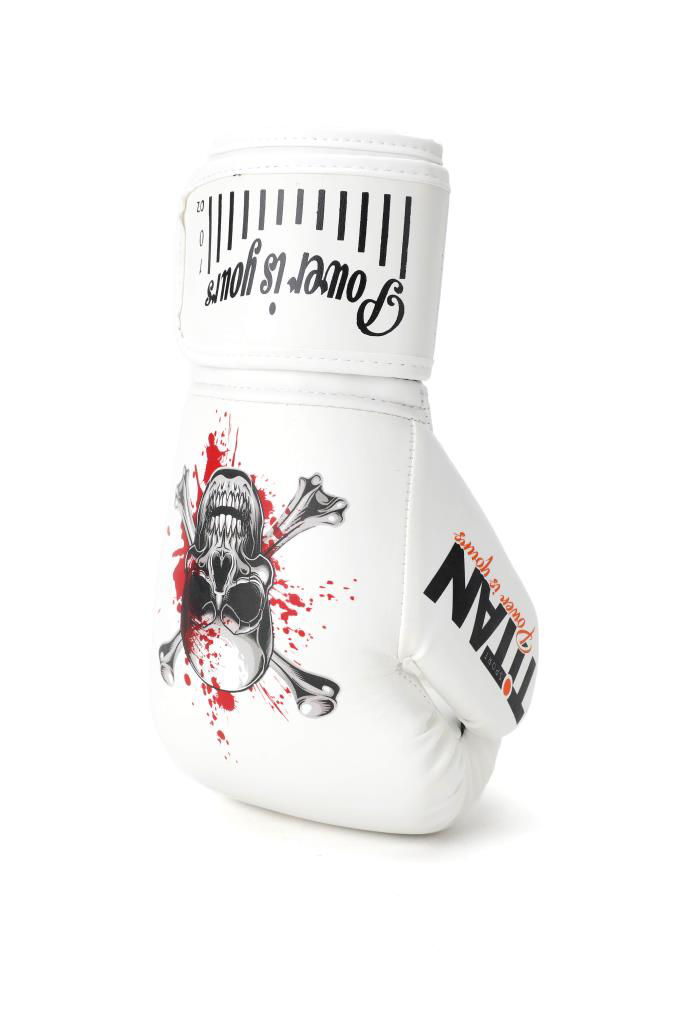 Titan Sport Titan Sport Beyaz Kanli Kurukafa Desenli Fgr Model-4 Boks Eldiven