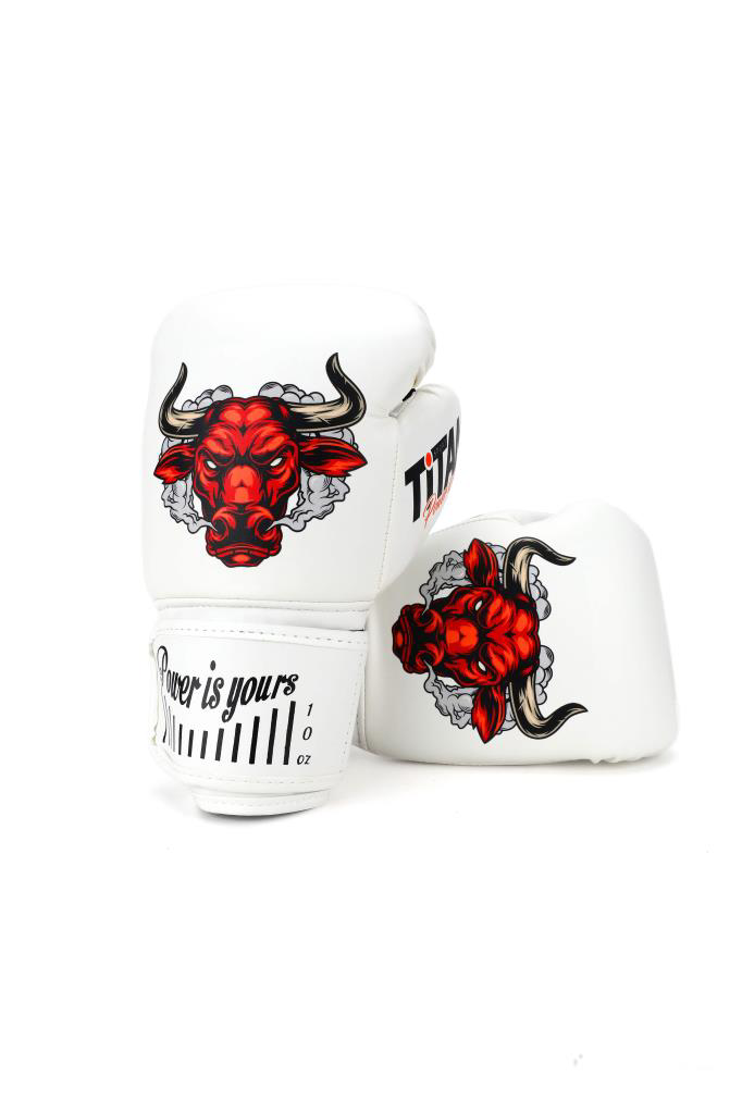 Titan Sport Titan Sport Beyaz Kizgin Boğa Desenli Set Fgr Model-15 Boks Eldiv