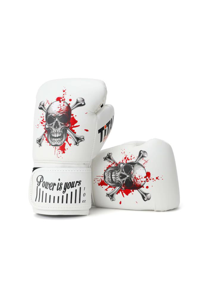 Titan Sport Titan Sport Beyaz Kanli Kurukafa Desenli Fgr Model-4 Boks Eldiven