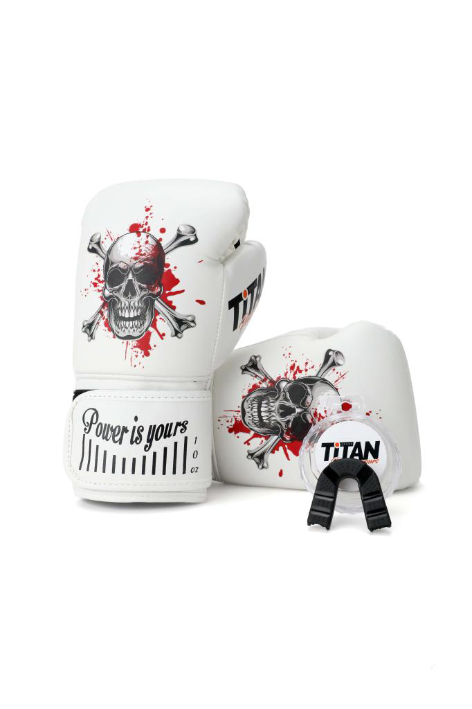 Titan Sport Titan Sport Beyaz Kanli Kurukafa Desenli Set Fgr Model-5 Boks Eld