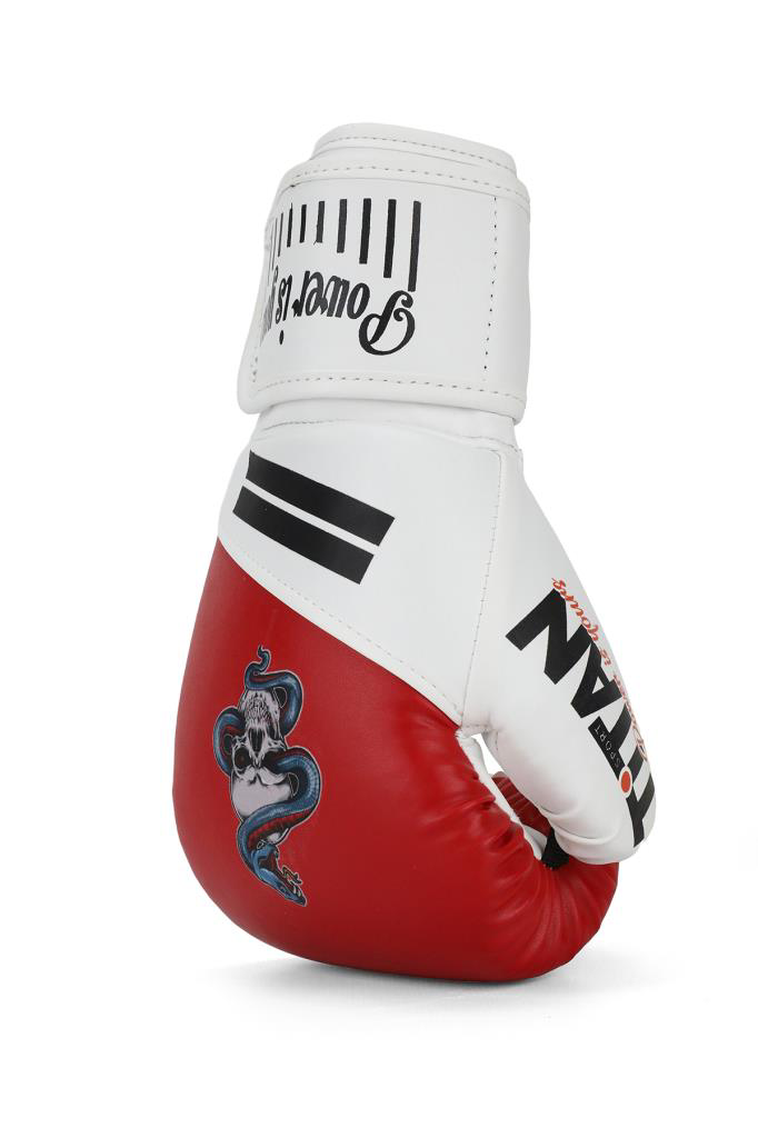 Titan Sport Kırmızı Beyaz Yılan Kurukafa Desenli Boks Eldiveni