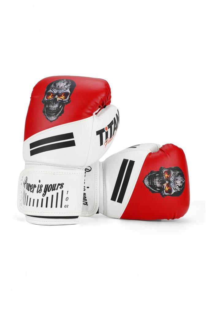 Titan Sport  Kırmızı Beyaz Kurukafa Desenli Boks Eldiveni