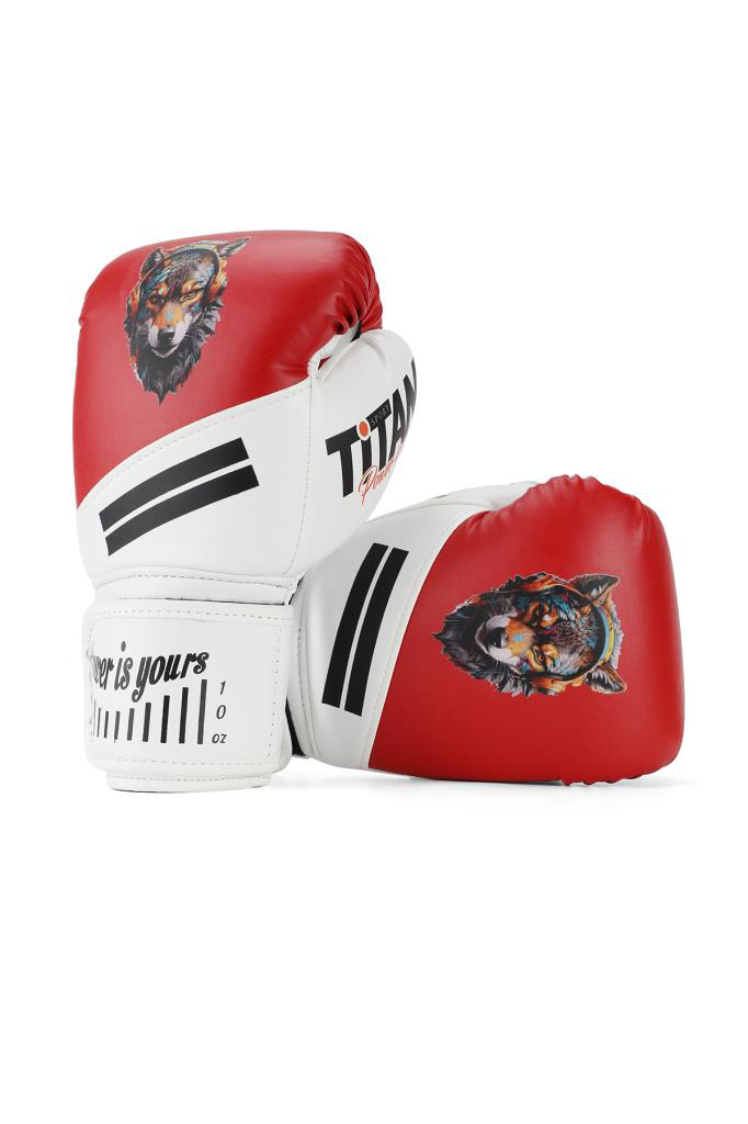 Titan Sport  Kirmizi Beyaz Kurt Figürlü Boks Eldiveni