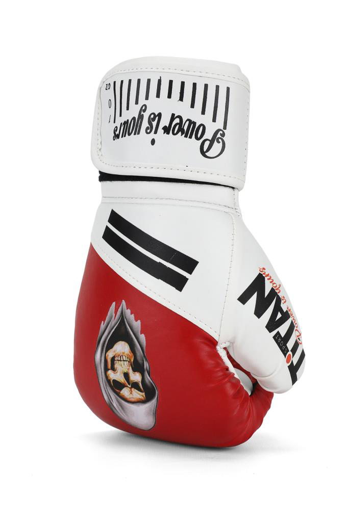 Titan Sport  Kirmizi Beyaz Hayalet Kurukafa Desenli Boks Eldiveni 