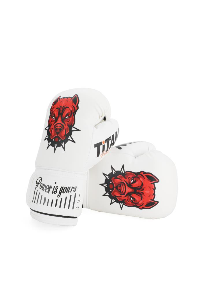 Titan Sport  Model-2 Beyaz Bitbull Desenli Boks Eldiveni Titan Sport  Model-2 Beyaz Bitbull Desenli Boks Eldiveni