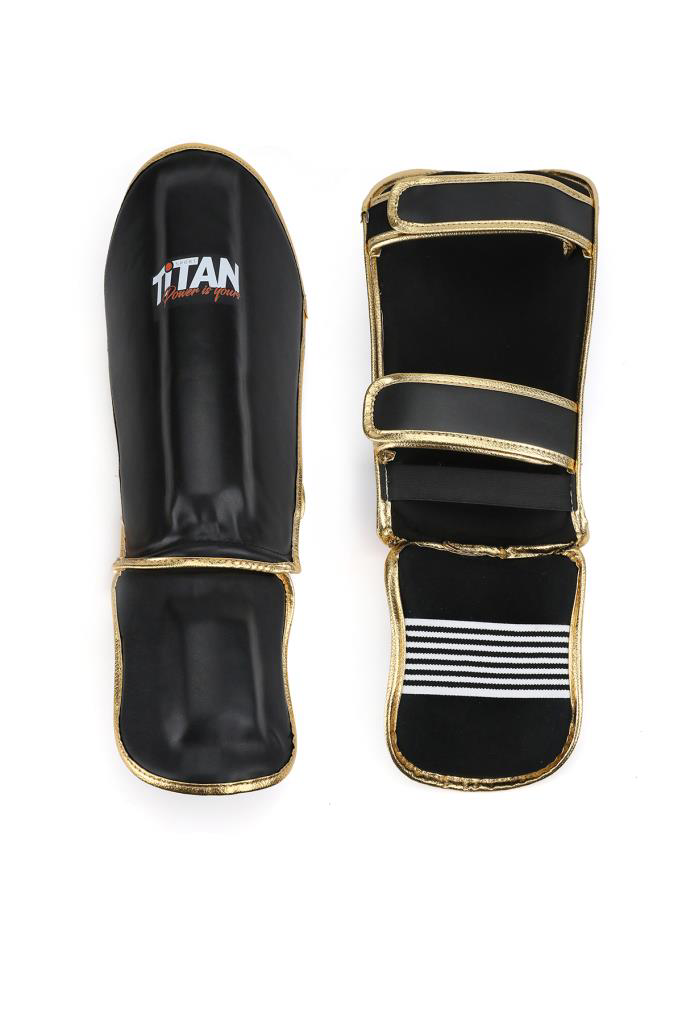Titan Sport  Parlak Siyah Muay Thai, Kick Boks Kaval Koruyucu