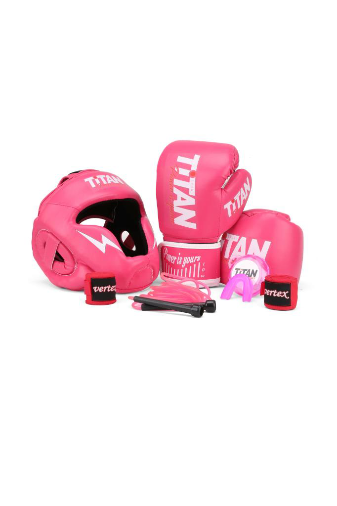 Titan Sport  Pembe Serisi Özel Takim Set ,  Boks Kaski, Boks Eldiv