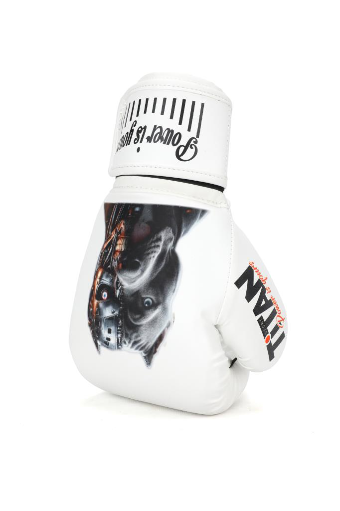 Titan Sport  Siyah Pitbull Desenli Beyaz Boks Eldiveni