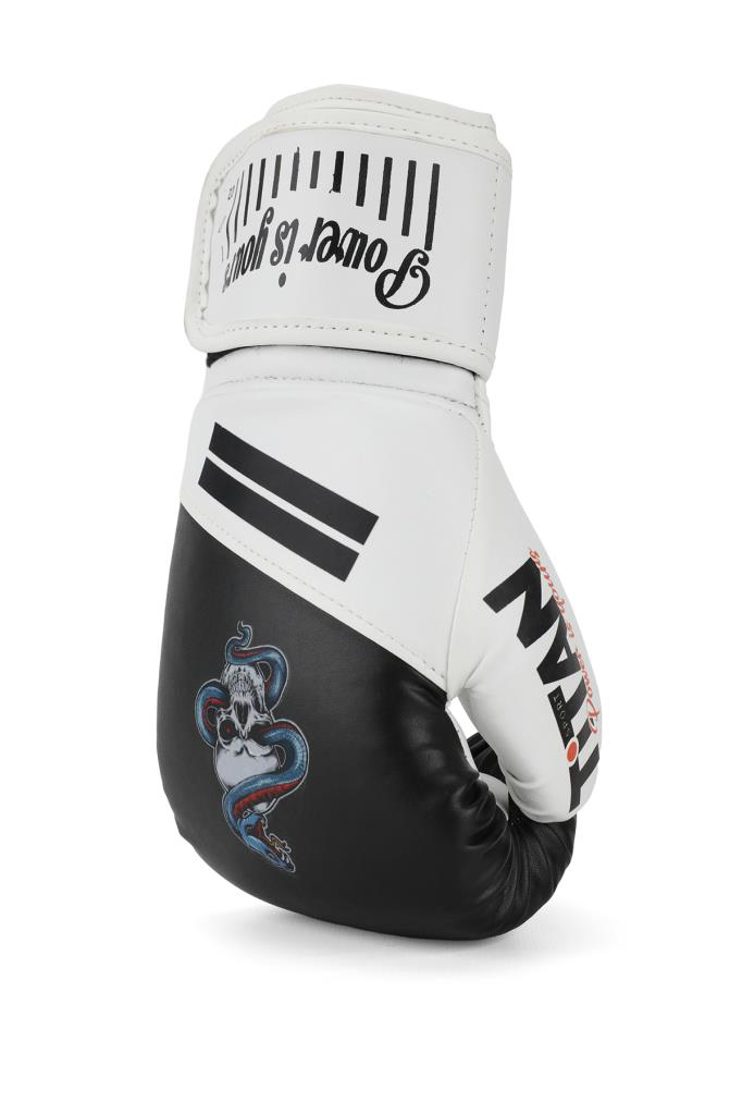 Titan Sport  Siyah Beyaz Yılan Kurukafa Desenli Boks Eldiveni