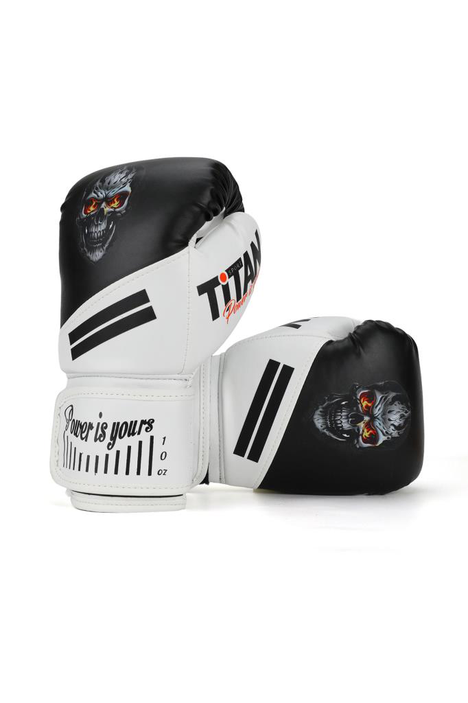 Titan Sport  Siyah Beyaz Kurukafa Desenli Boks Eldiveni