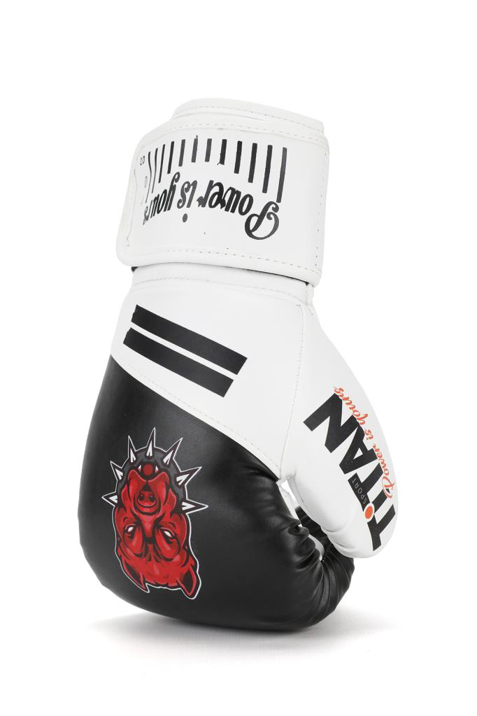 Titan Sport  Siyah Beyaz Pitbull Desenli Boks Eldiveni 2'Li Set