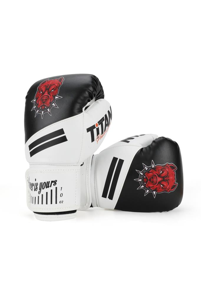 Titan Sport  Siyah Beyaz Pitbull Desenli Boks Eldiveni