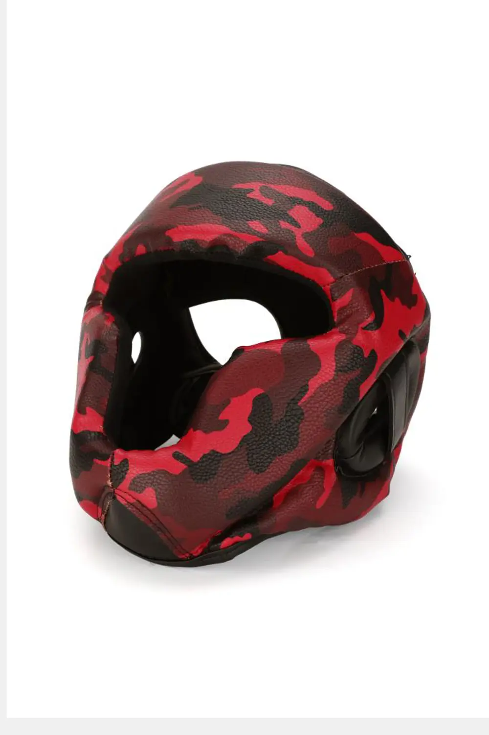 Titan Sport Yüz Korumalı Boks Kaskı , Kırmızı Siyah Kamuflaj Dese