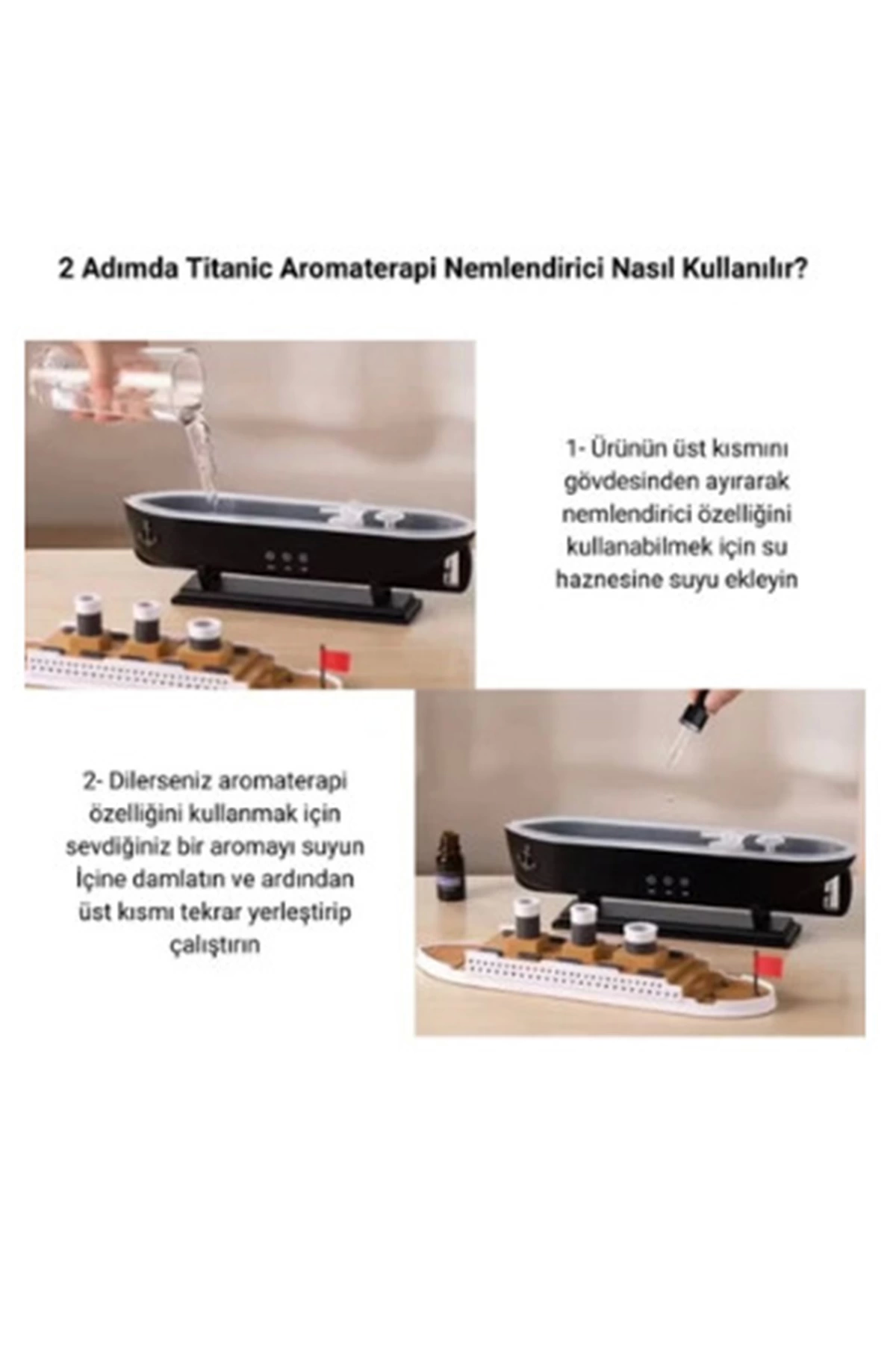 Titanic Gemi Hava Nemlendirici Işıklı Fonksiyonlu Buhar Makinesi