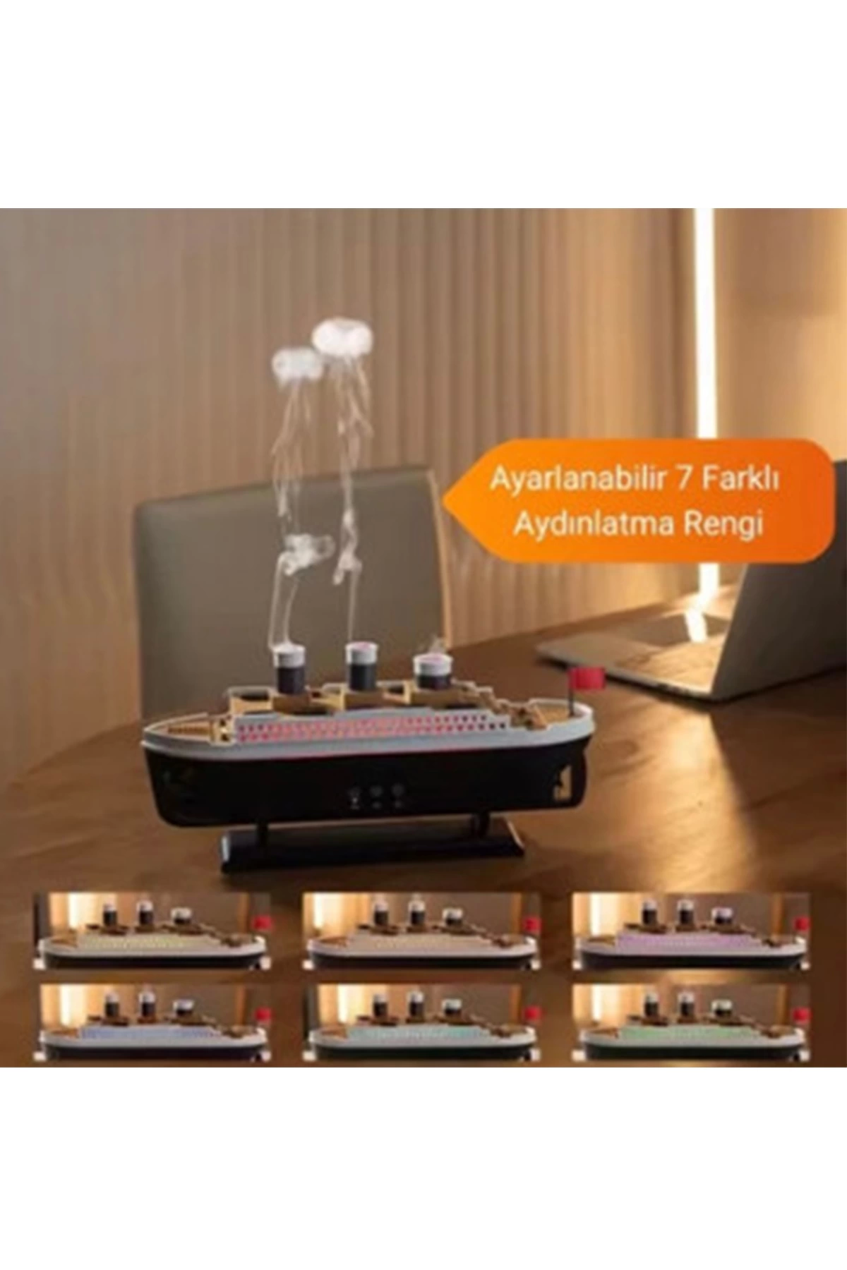 Titanic Gemi Hava Nemlendirici Işıklı Fonksiyonlu Buhar Makinesi