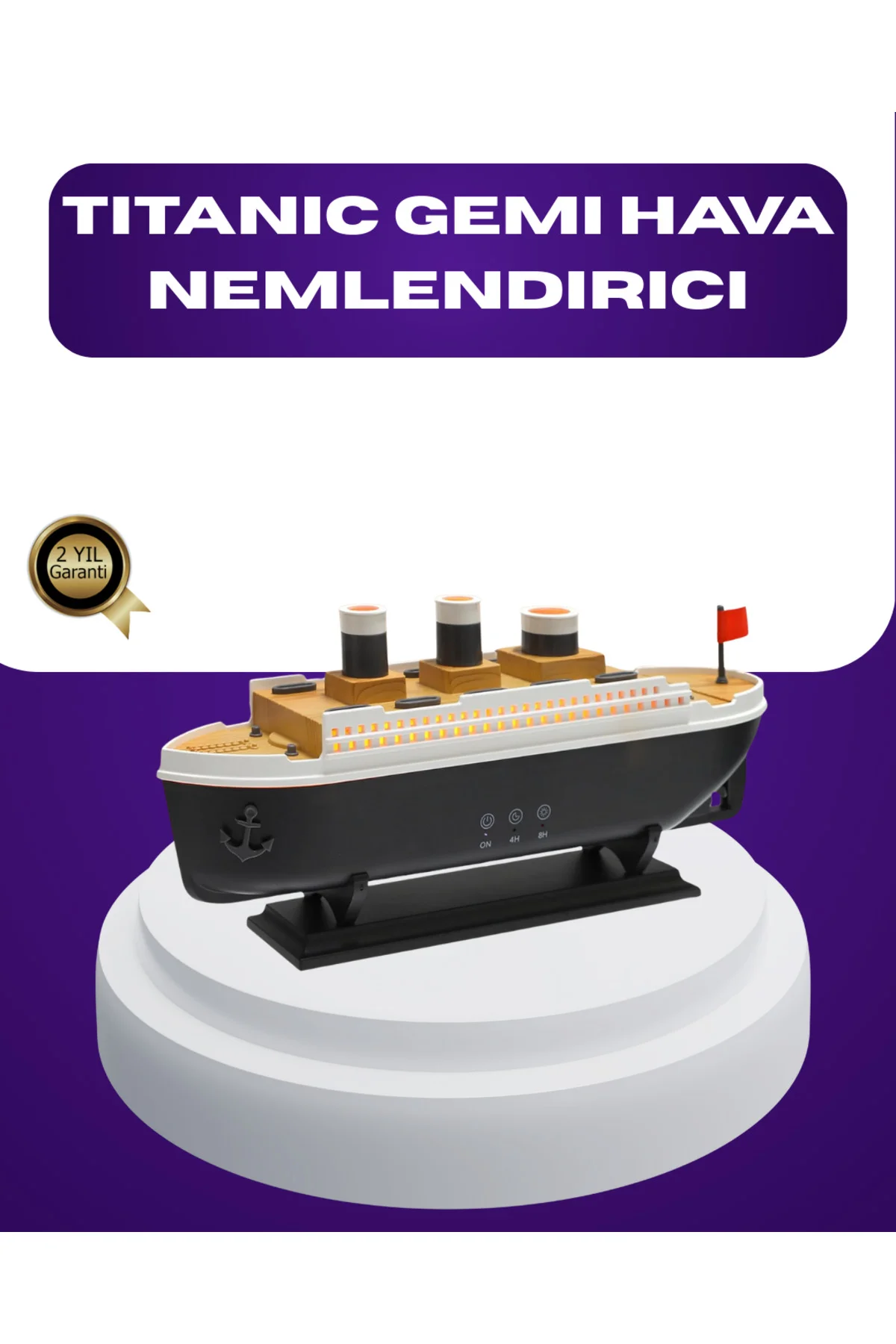 Titanik Gemi Tasarımlı LED Işıklı Hava Nemlendirici Buhar Efektli Oda Difüzörü
