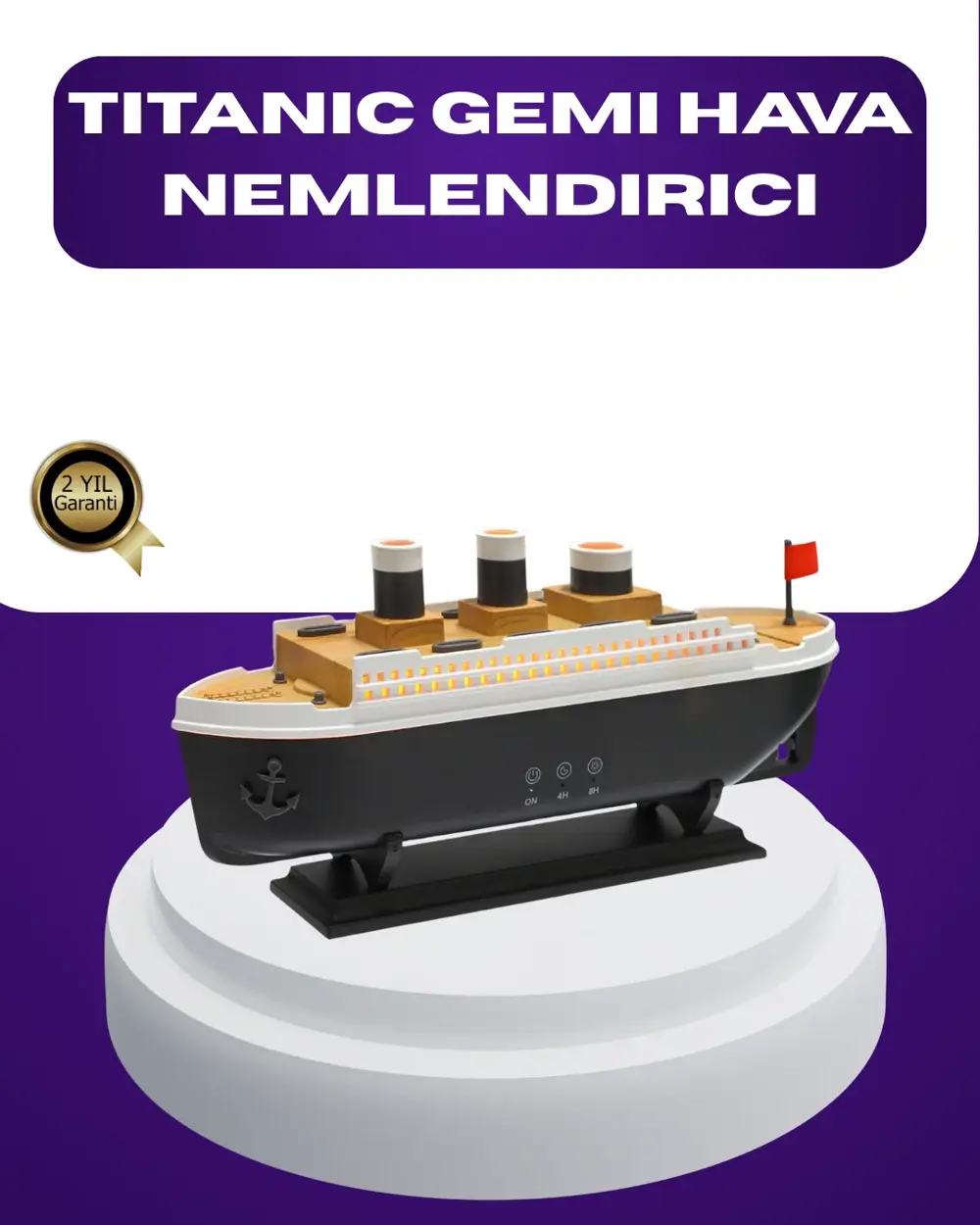 Titanik Gemi Tasarımlı LED Işıklı Hava Nemlendirici Buhar Efektli