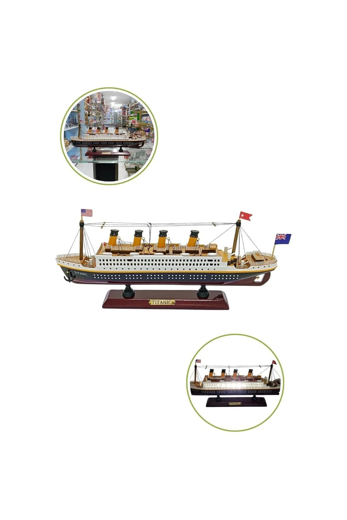 Titanik Led Işıklı Ahşap Model 35cm Titanic Gemi Koleksiyon U35