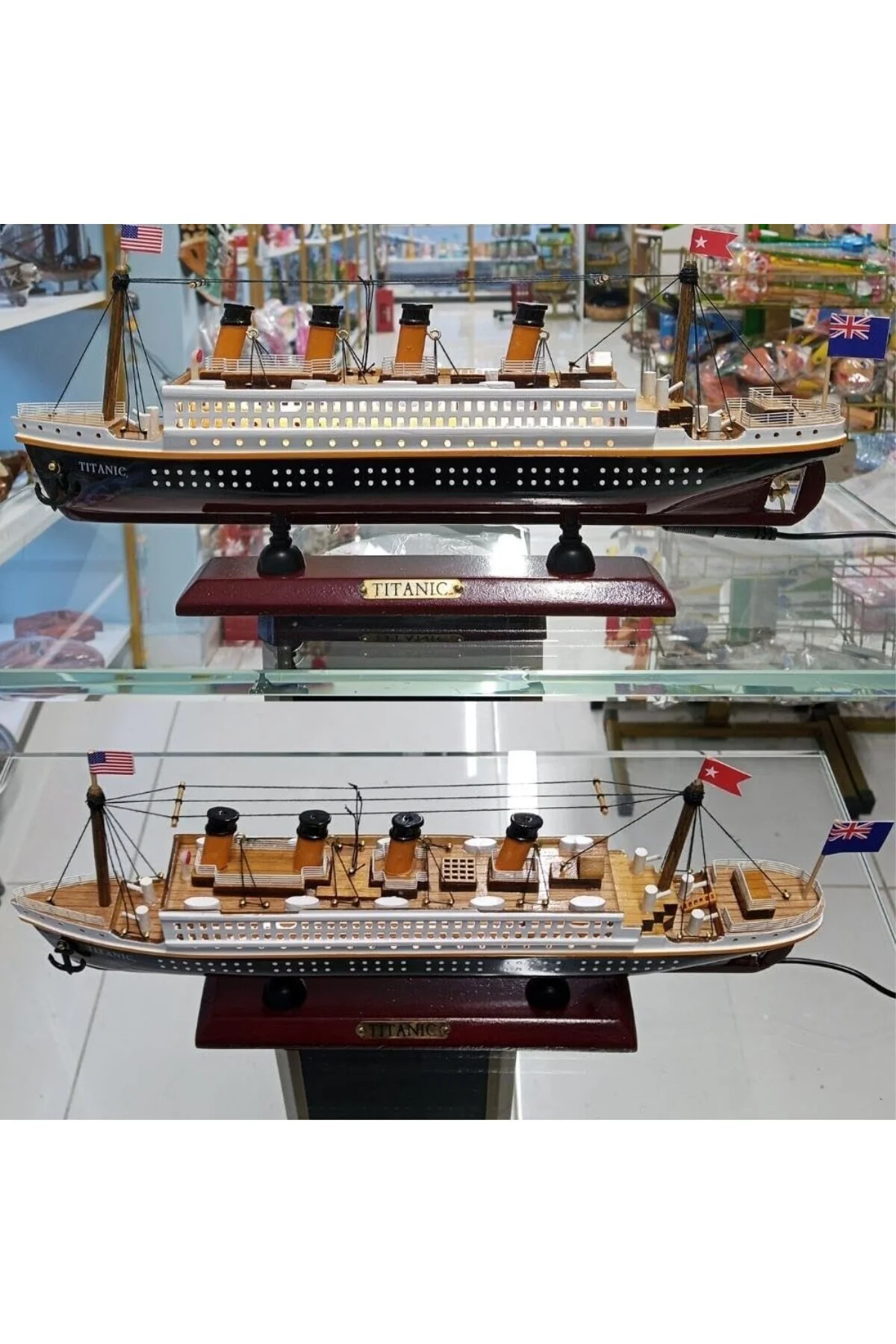 Titanik Led Işıklı Ahşap Model 35cm Titanic Gemi Koleksiyon U35