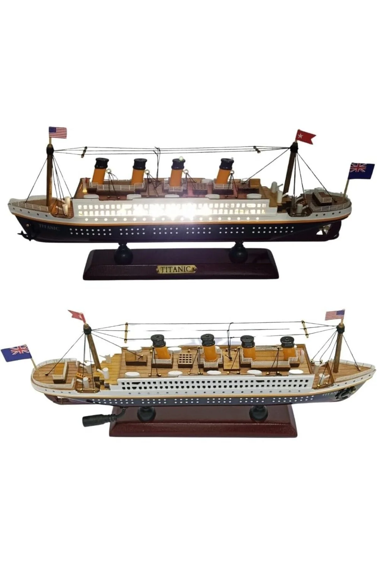 Titanik Led Işıklı Ahşap Model 35cm Titanic Gemi Koleksiyon U35