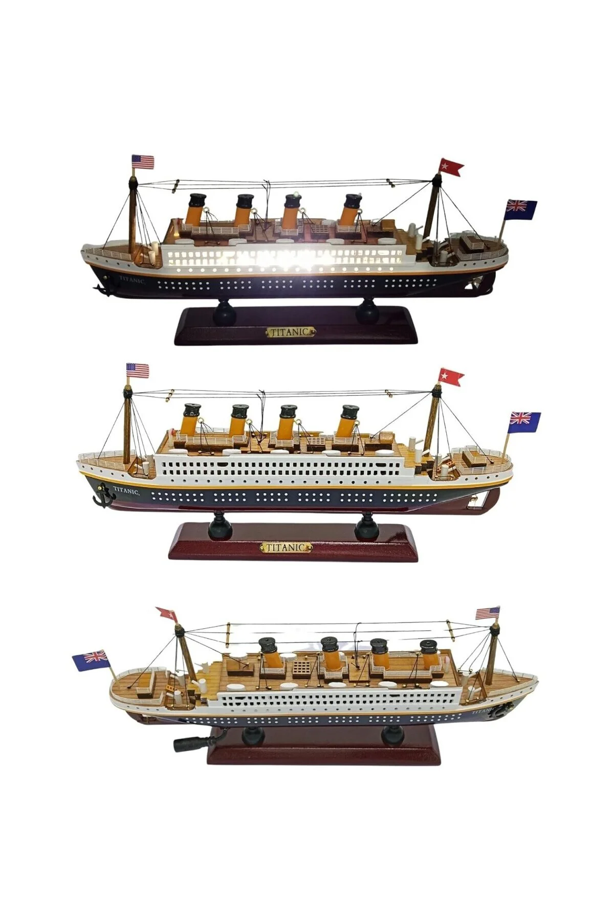 Titanik Led Işıklı Ahşap Model 35cm Titanic Gemi Koleksiyon U35