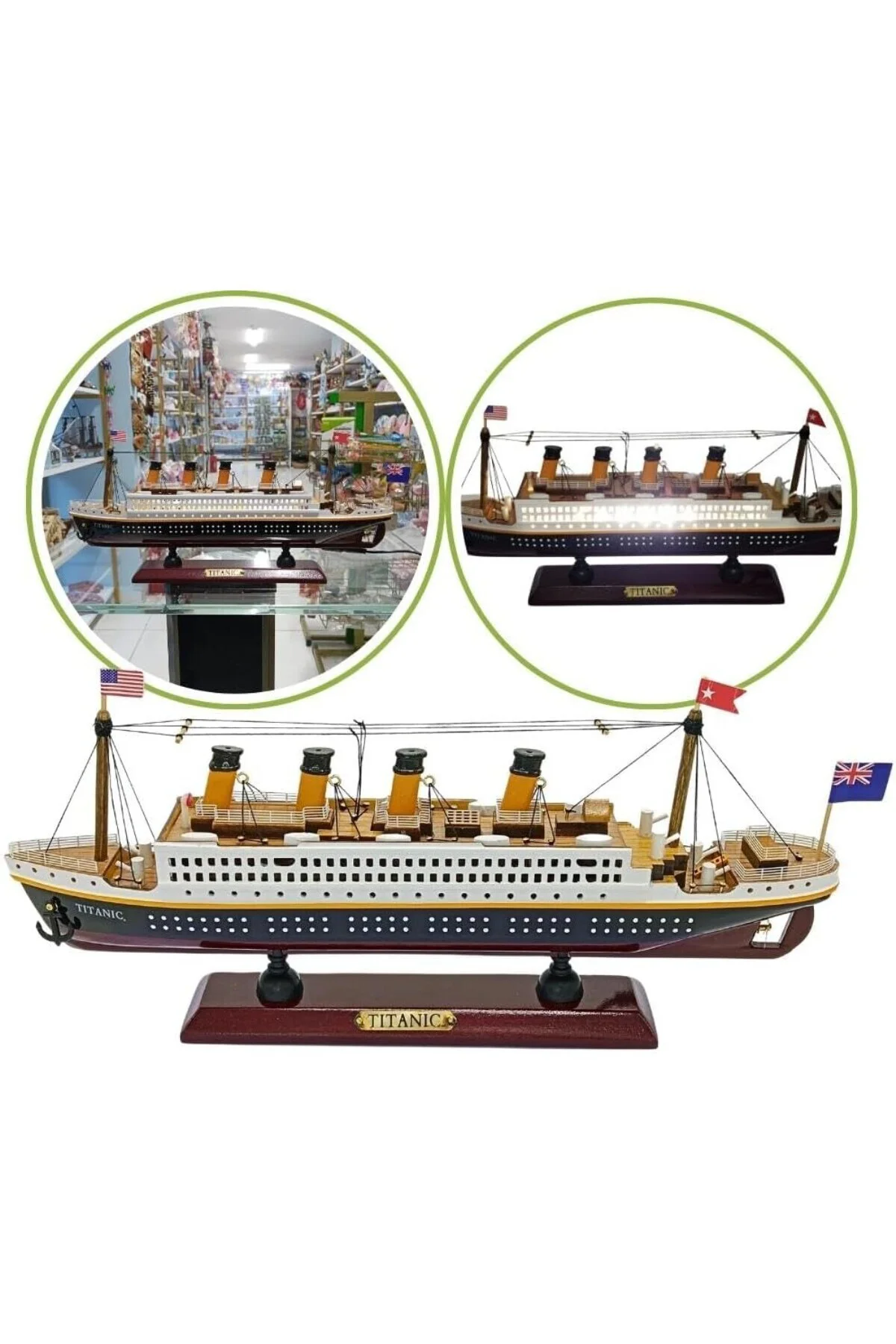 Titanik Led Işıklı Ahşap Model 35cm Titanic Gemi Koleksiyon U35