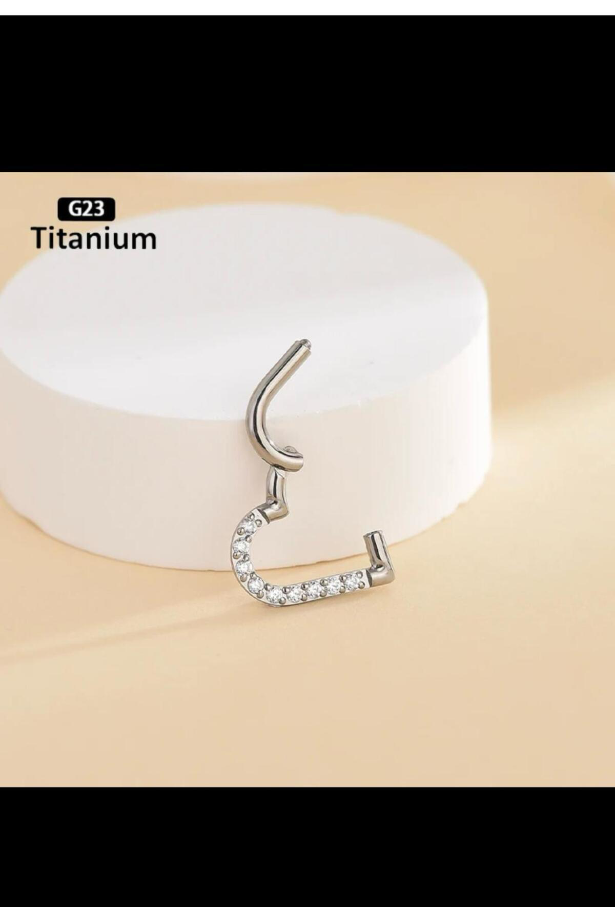 TİTANİUM ZİRKON TAŞLI KALPLİ DAİTH HELİX UYUMLU MENTEŞELİ PİERCİN