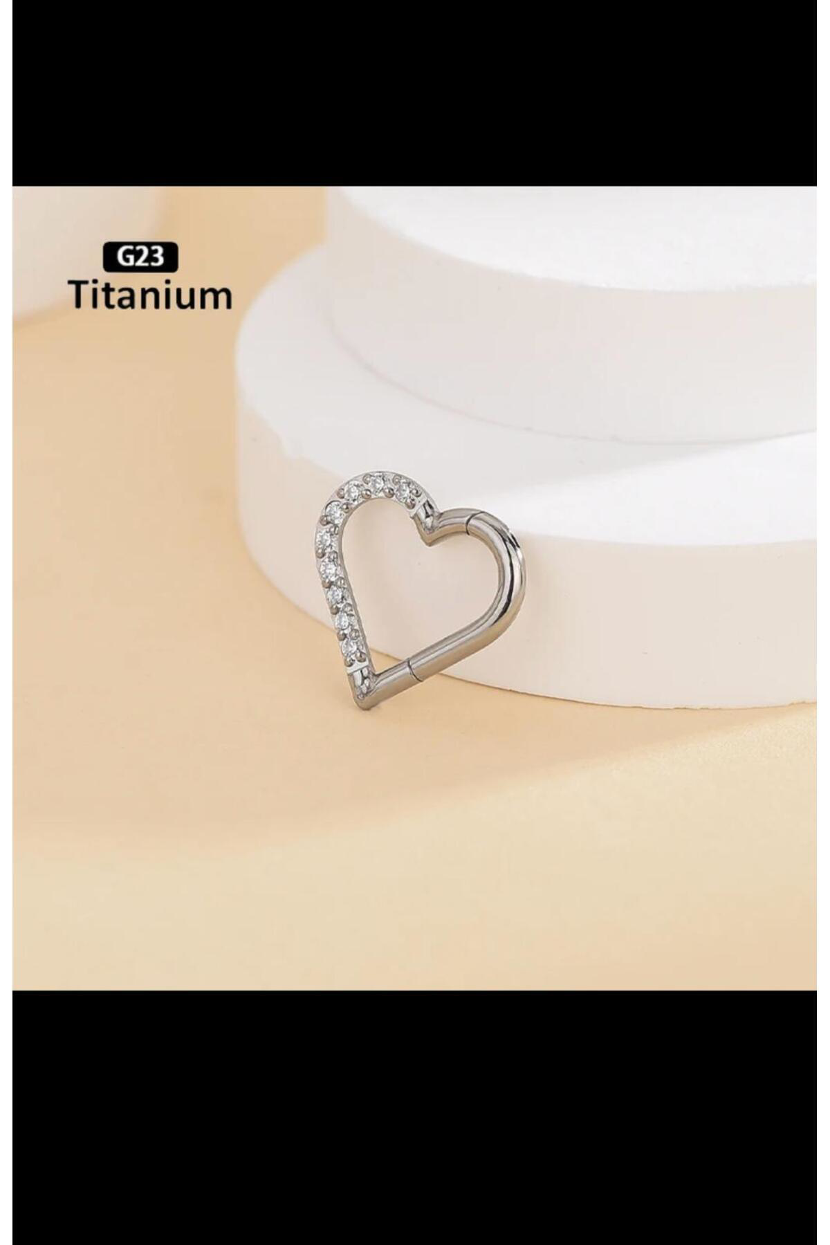 TİTANİUM ZİRKON TAŞLI KALPLİ DAİTH HELİX UYUMLU MENTEŞELİ PİERCİN