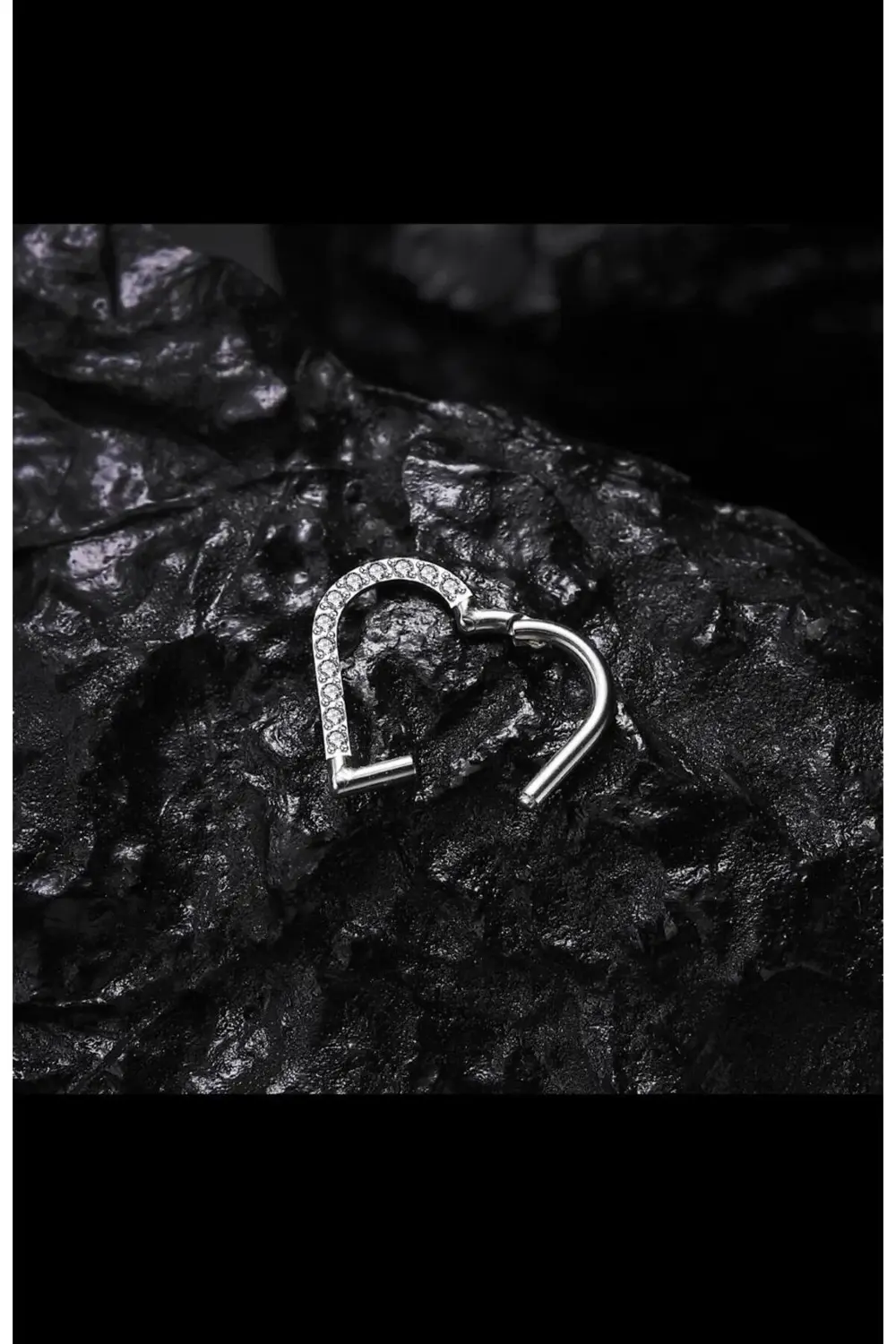 TİTANİUM ZİRKON TAŞLI KALPLİ DAİTH HELİX UYUMLU MENTEŞELİ PİERCİN