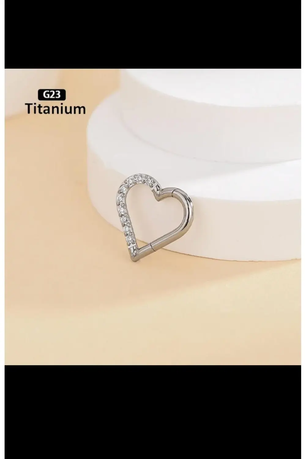 TİTANİUM ZİRKON TAŞLI KALPLİ DAİTH HELİX UYUMLU MENTEŞELİ PİERCİN