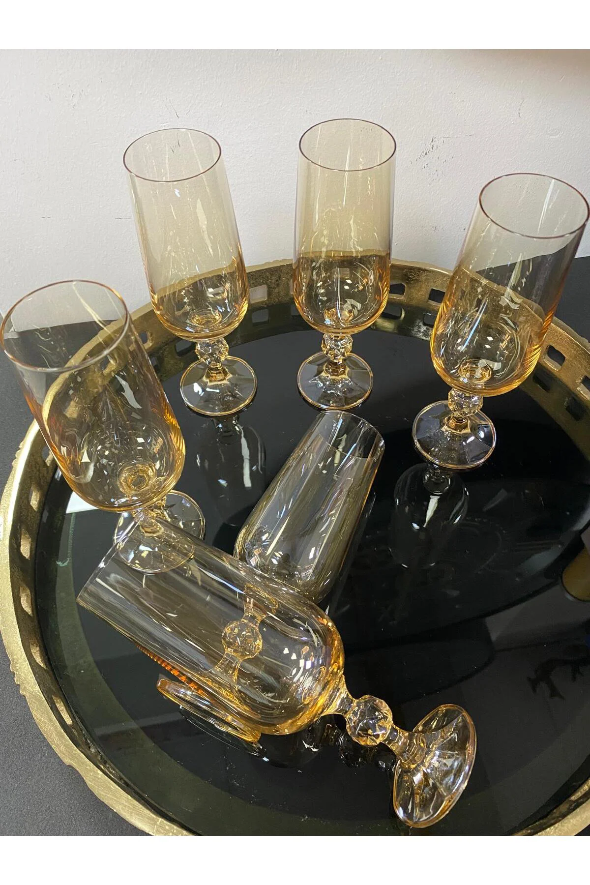 Titanyum Kaplama 6 Lı Ayaklı Fülüt Kahve Yanı Bardağı 180 ml Titanyum Kaplama 6 Lı Ayaklı Fülüt Kahve Yanı Bardağı 180 ml
