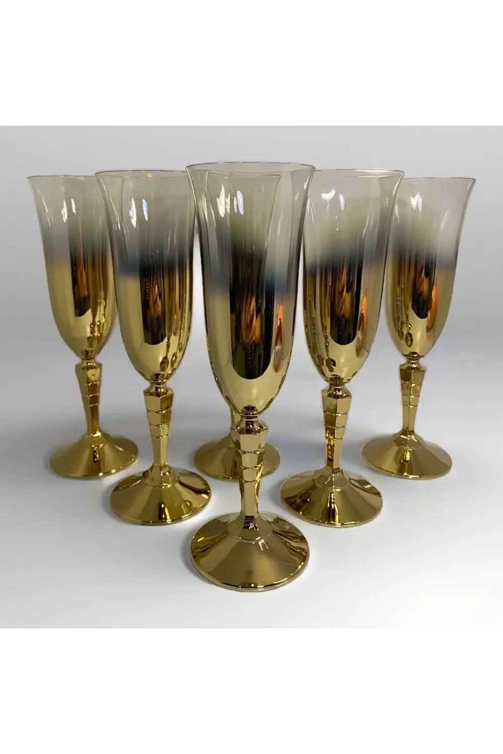 Titanyum Kaplama Uzun Fülüt 6 Lı Kadeh Bardak