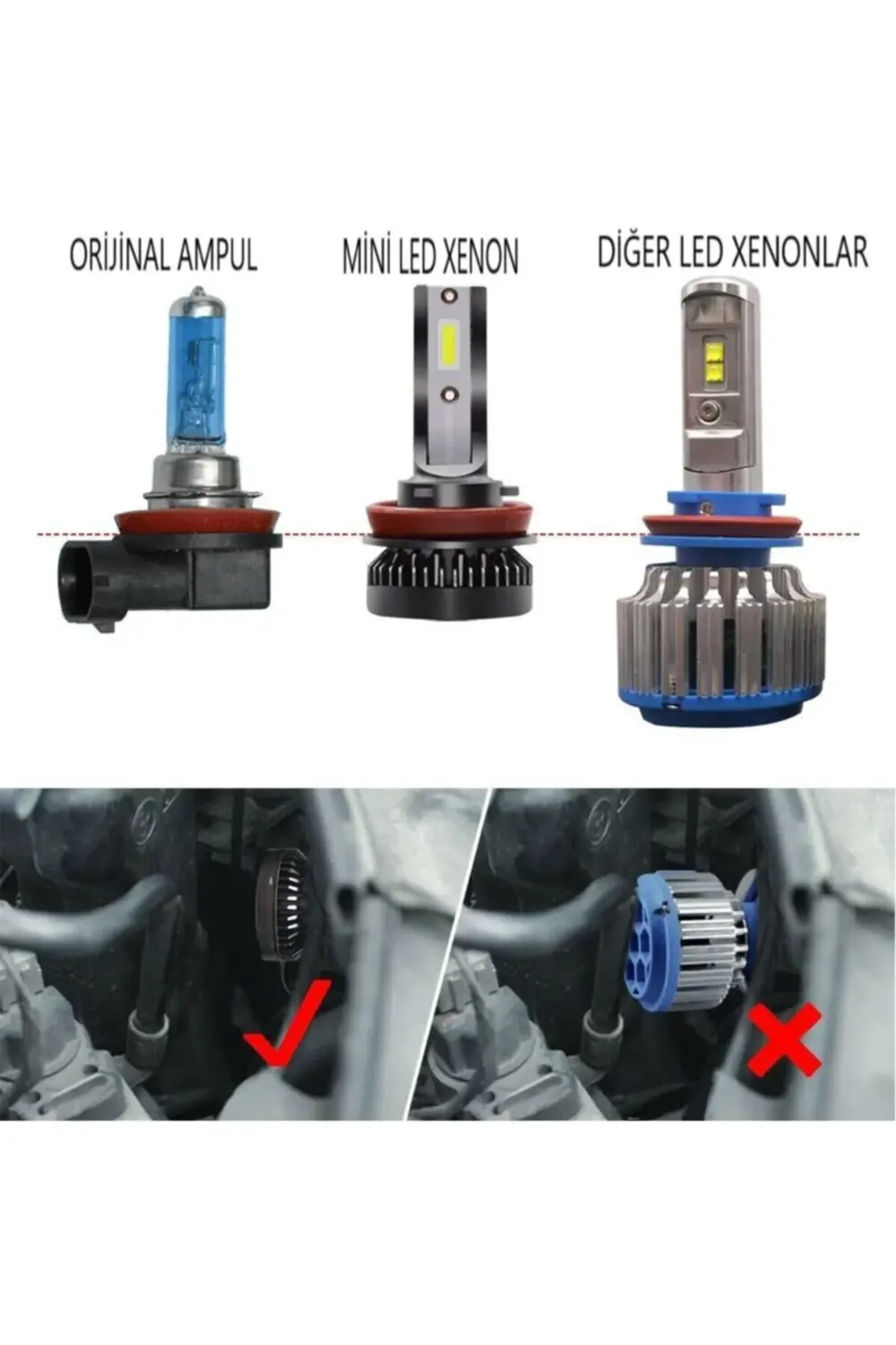 Titanyum Serisi H7 Mini Led Xenon 6000K Şimşek Etkili Beyaz