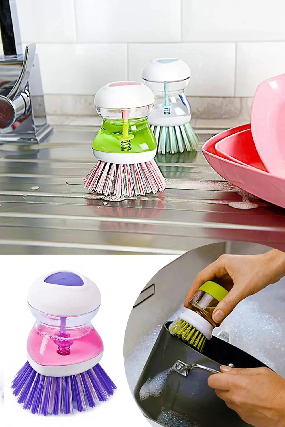 Titiz Detarjan Hazneli Bulaşık Fırçası Tp-110