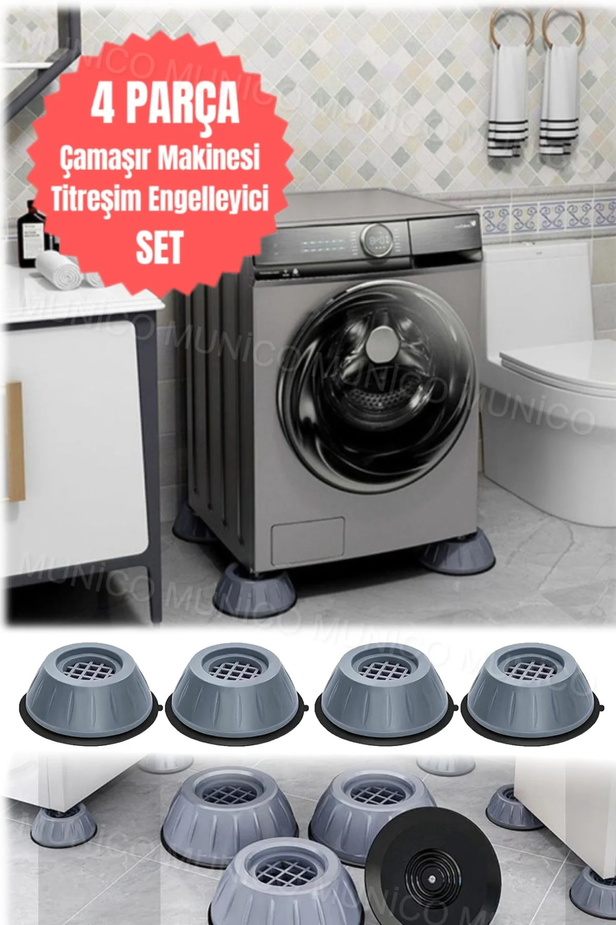 Titreşim Engelleyici Çamaşır Makinesi Pedleri Ayak Gürültü Engelleyici ve Kaymaz Titreşim Önleyici