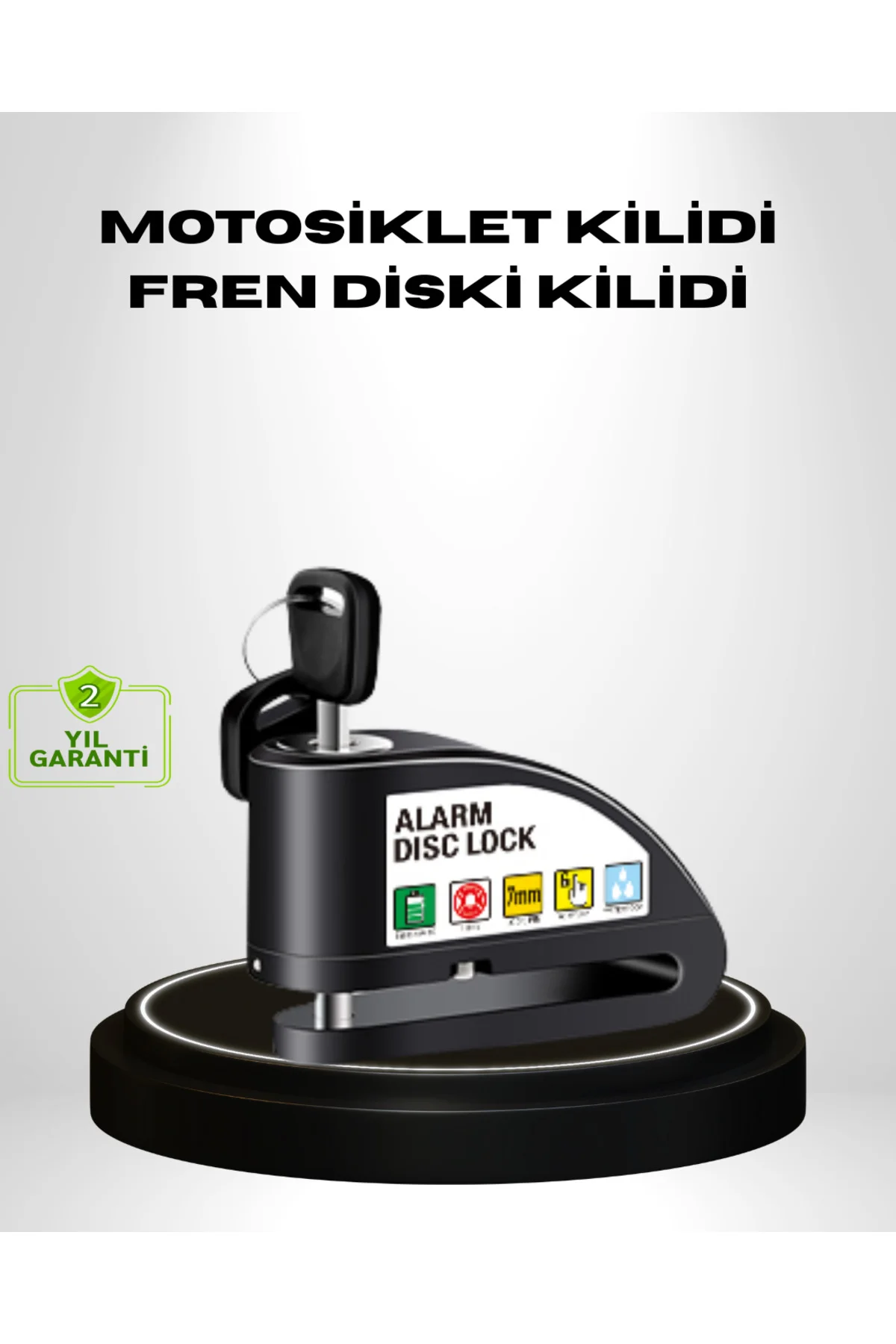 Titreşim Sensörlü Alarmlı Motosiklet Disk Kilidi 14mm Çelik Çift 