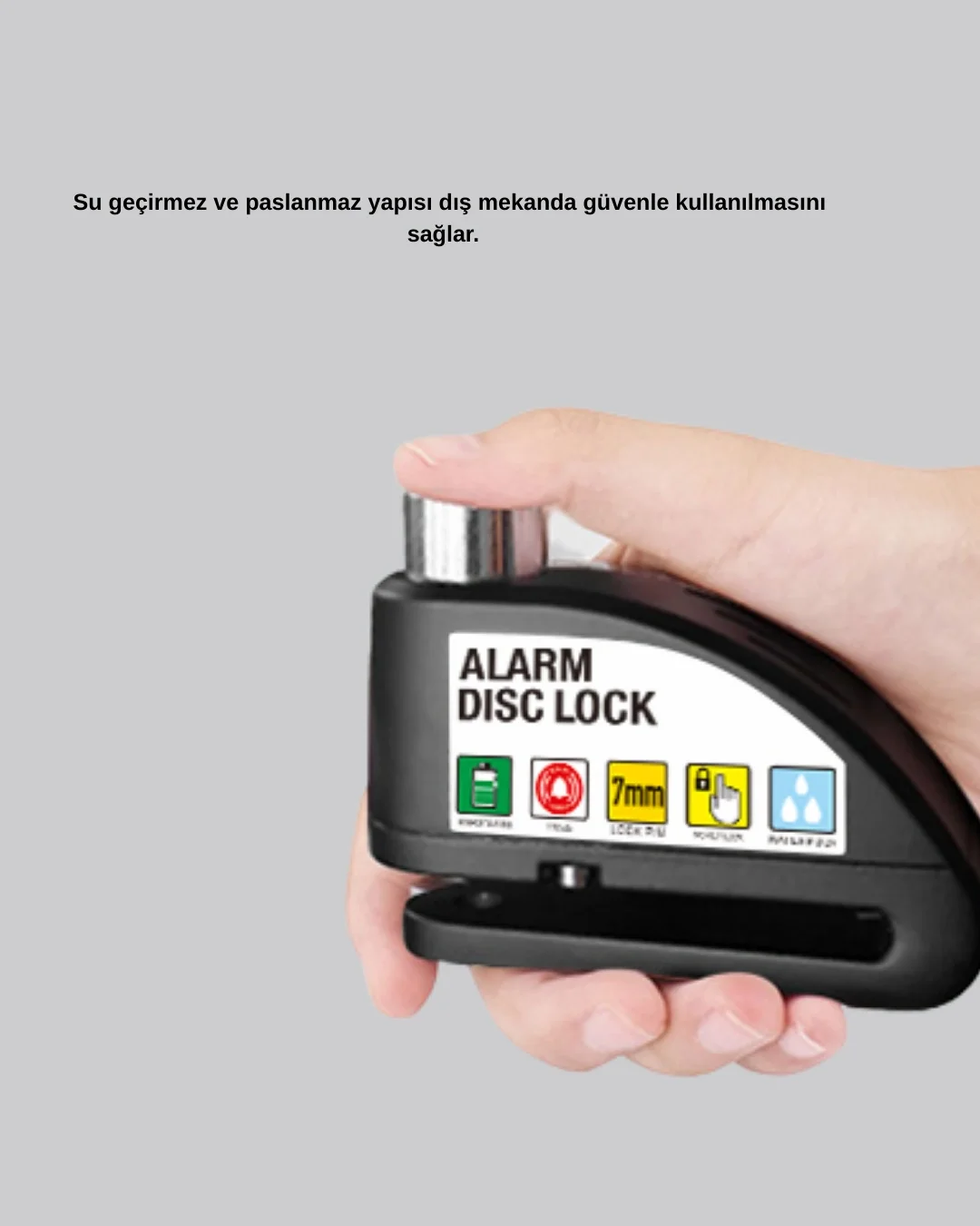 Titreşim Sensörlü Alarmlı Motosiklet Disk Kilidi 14mm Çelik Çift Kilitleme