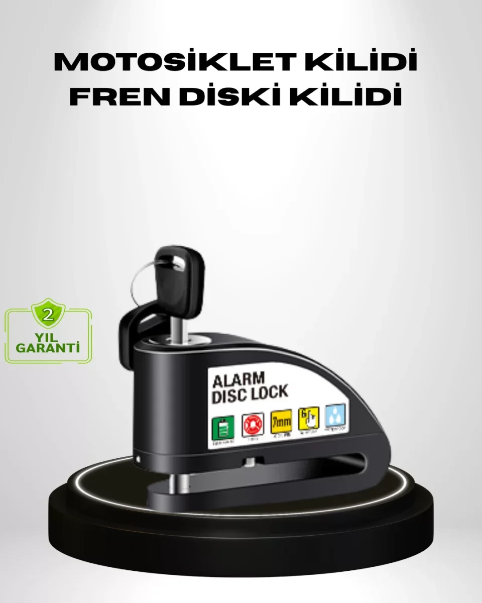 Titreşim Sensörlü Alarmlı Motosiklet Disk Kilidi 14mm Çelik Çift 