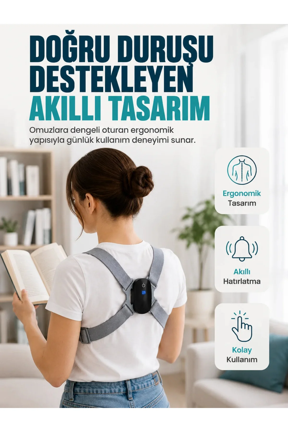 Titreşim Uyarılı Akıllı Düzeltici Günlük Kullanıma Uygun Dik Duruş Cihazı Titreşim Uyarılı Akıllı Düzeltici Günlük Kullanıma Uygun Dik Duruş Cihazı