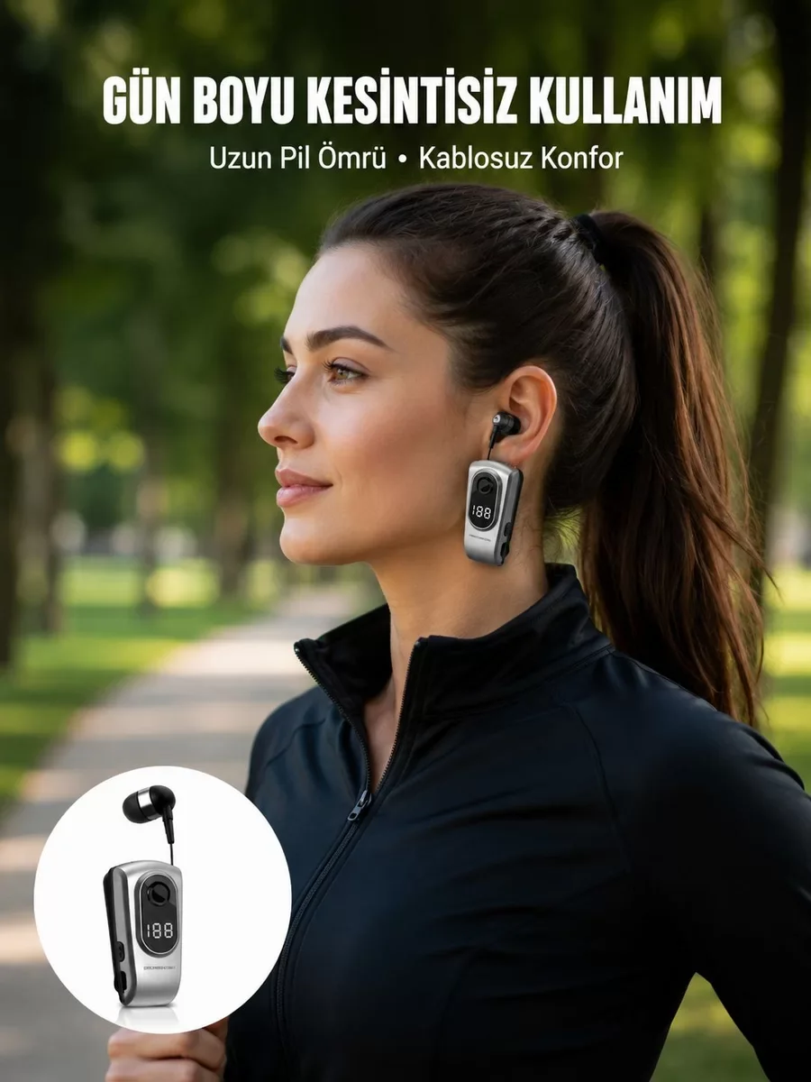 Titreşimli Bluetooth Kulaklık – Uzun Pil Ömrü Dijital Ekranlı Kablosuz Tasarım
