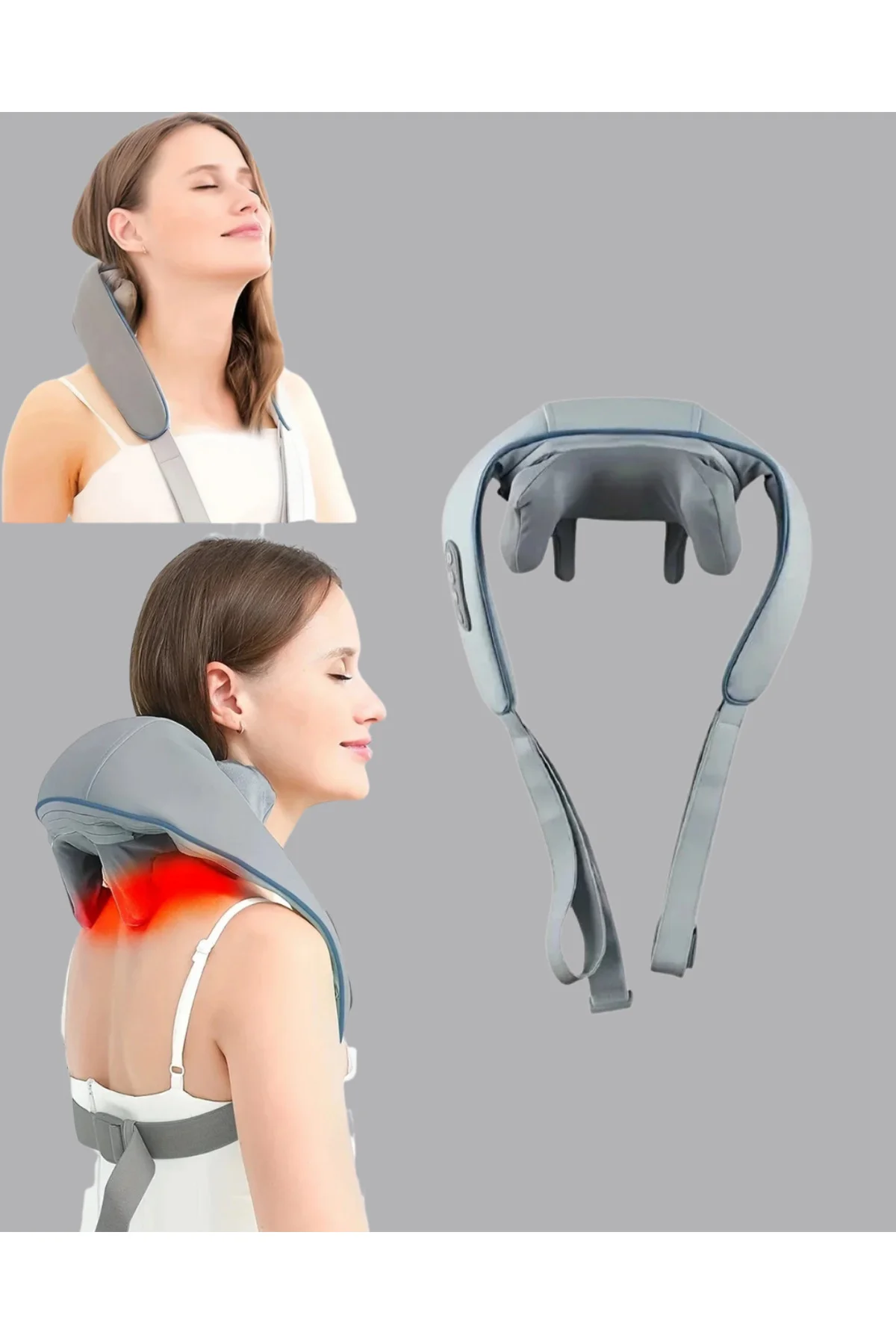 Titreşimli Boyun Masaj Cihazı Isı Terapili Şarjlı VNB-01 Ergonomi