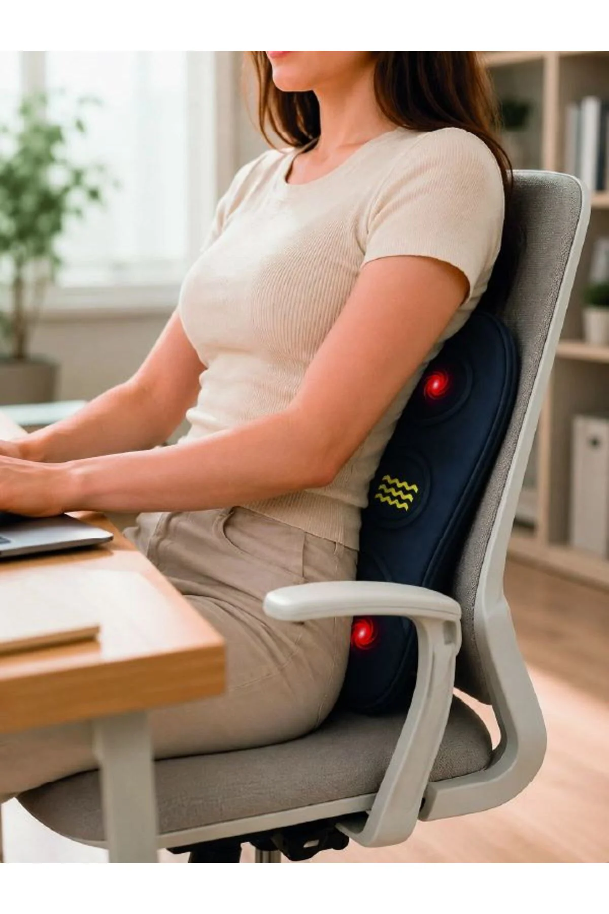 Titreşimli Isıtmalı Sırt Ve Bel Masaj Minderi Ergonomik Tasarım