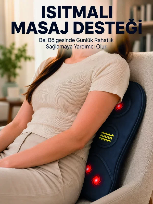 Titreşimli Isıtmalı Sırt ve Bel Masaj Minderi - Ergonomik Tasarım ile Yüksek Konfor