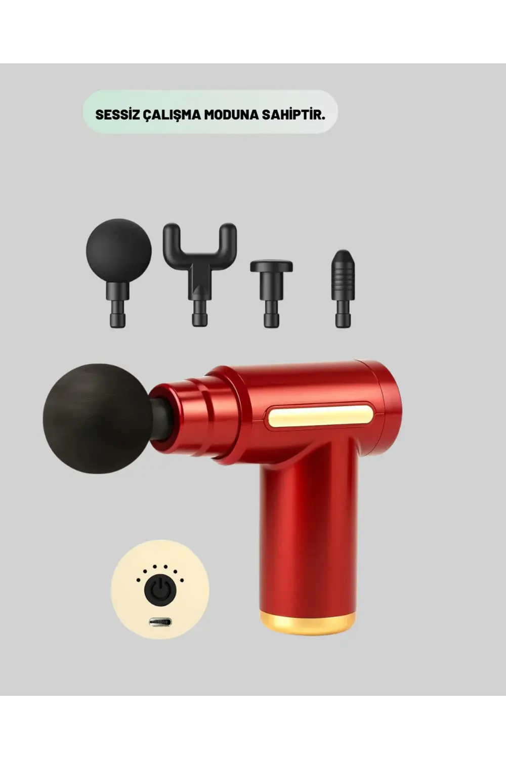 Titreşimli Masaj Tabancası 4 Başlıklı 6 Hız Ayarlı Kas Rahatlatıc