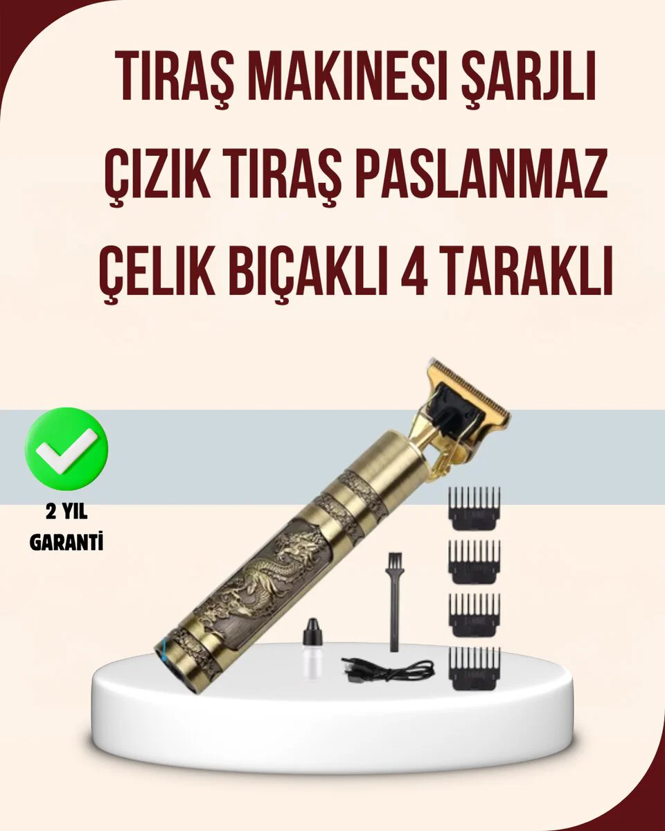 Titreşimli Saç Kesici Erkek Saç ve Sakal Düzeltici Makinesi - Titanyum Bıçaklı Profesyonel Cihaz