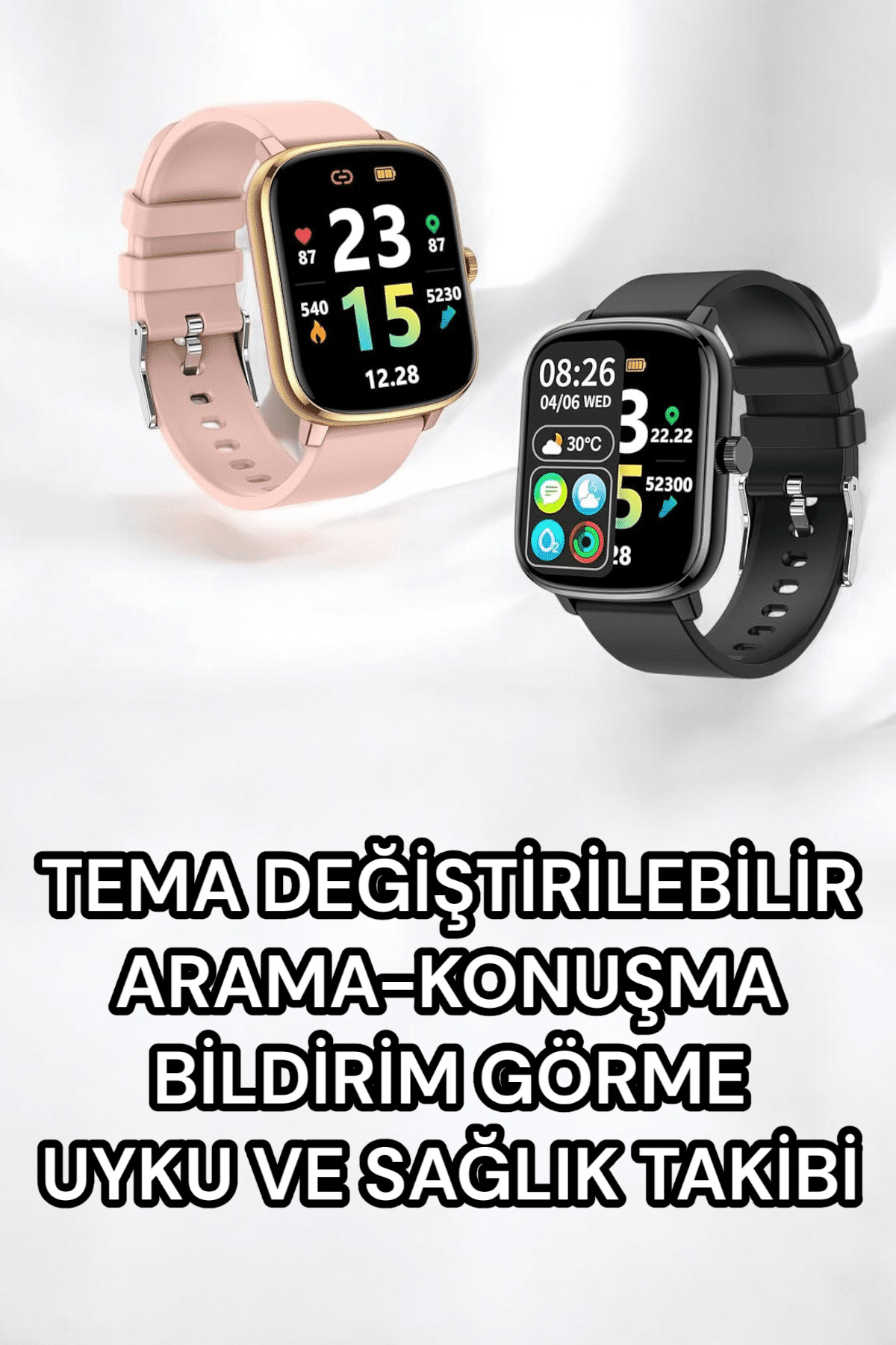 Titreşimli, Sağlık Takipli, Yeni Nesil Akıllı Saat 400mAh Batarya