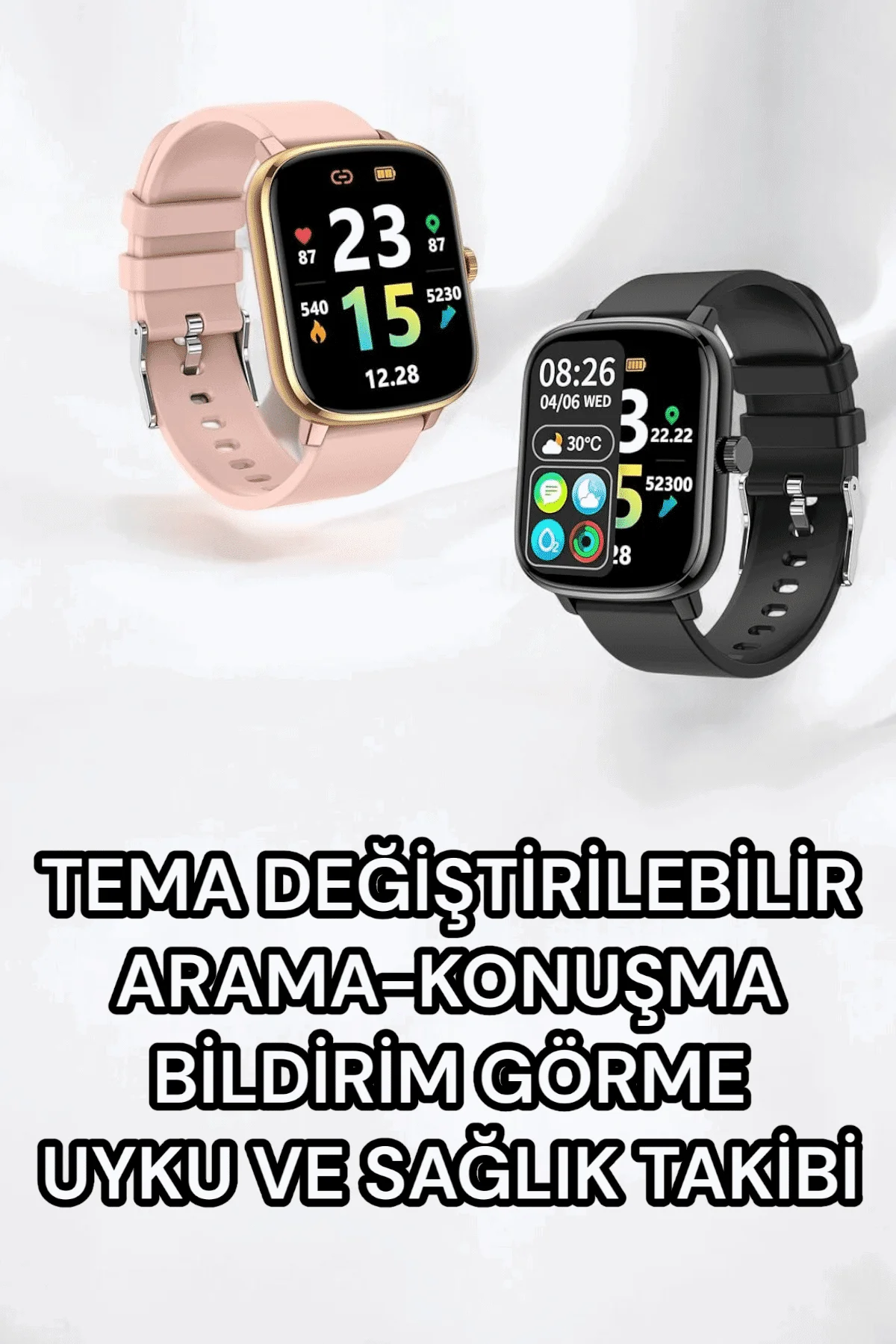Titreşimli, Sağlık Takipli, Yeni Nesil Akıllı Saat  400mAh Batarya Kapasiteli
